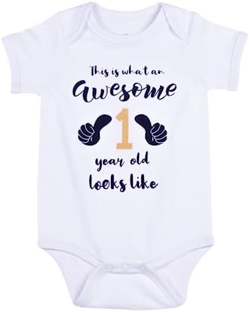 Cnins Funny 1-Year Baby Bodysuit - Cute Matching Set for
