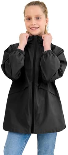 MODAFANS Boys Girls Rain Jacket Waterproof Liner Hoodie