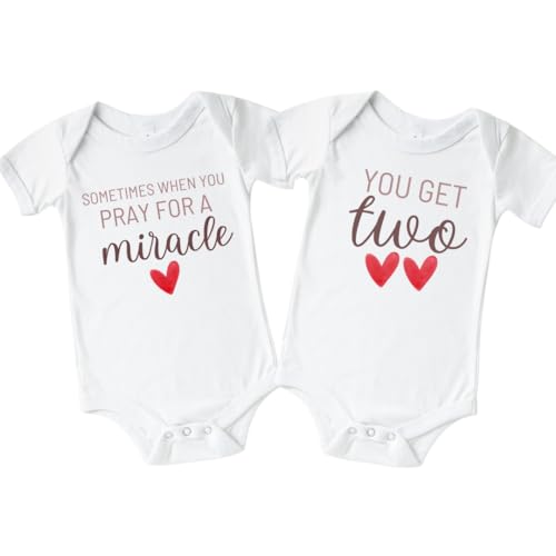 Surprise Grandparent Baby Announcement bodysuit for twins with rainbow design