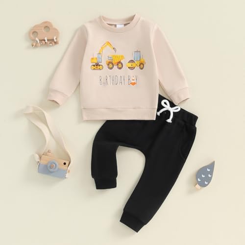 Excavator Builder Bingo Birthday Boy Set Toddler Pullover Sweatshirt Solid Jogger Pants