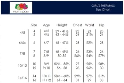 Fruit of the Loom Girls Thermal Baseball Set Perfect for Wintertime