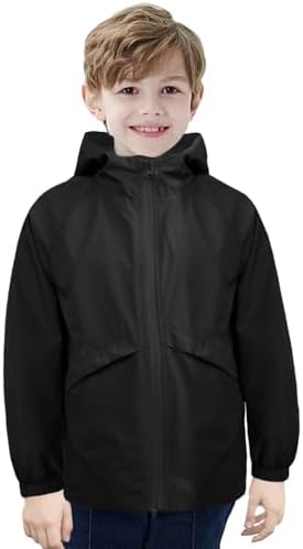 MODAFANS Boys Girls Rain Jacket Waterproof Liner Hoodie