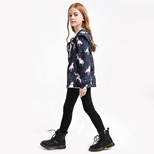 Jxstar Girls Waterproof Rain Jacket - Stretchy Windbreakers with Hoodie