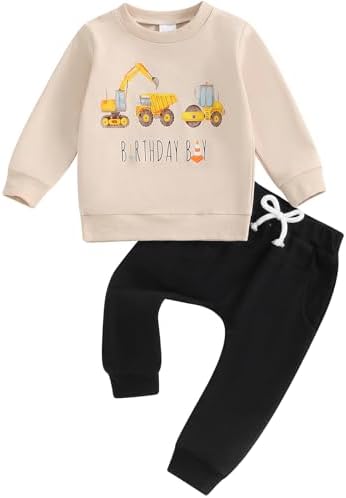 Excavator Builder Bingo Birthday Boy Set Toddler Pullover Sweatshirt Solid Jogger Pants