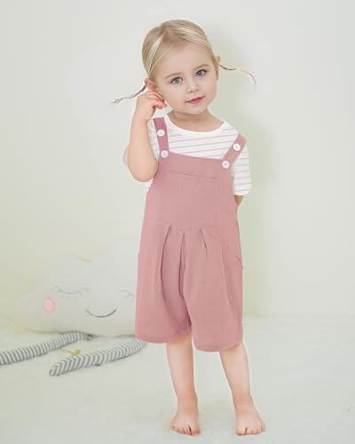 ZOEREA Stripe and Floral Bib Overall Set for TODDLERS