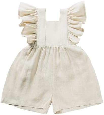 Girls Baby Cotton Linen Rompers