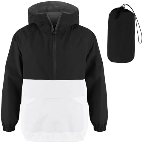 MODAFANS Lightweight Waterproof Packable Hooded Rain Jacket for Kids 4-13