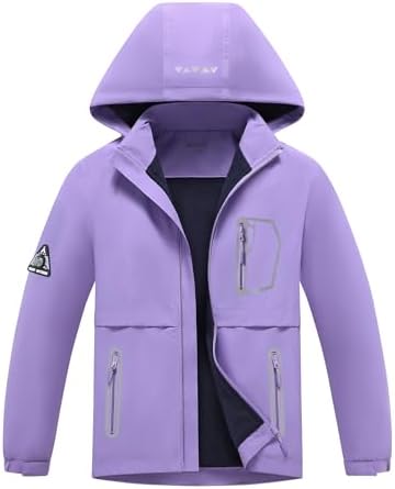 MGEYO Boys Girls Waterproof Fleece-Lined Rain Jacket