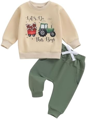 Tractor Letter Fall Winter Outfit for Baby Boys