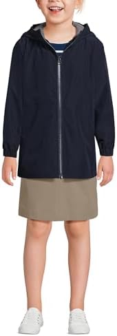 Lands End School Uniform Kids Rain Jacket Water-Resistant Windproof Bibliographic Style