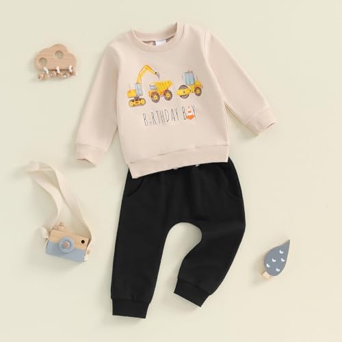 Excavator Builder Bingo Birthday Boy Set Toddler Pullover Sweatshirt Solid Jogger Pants
