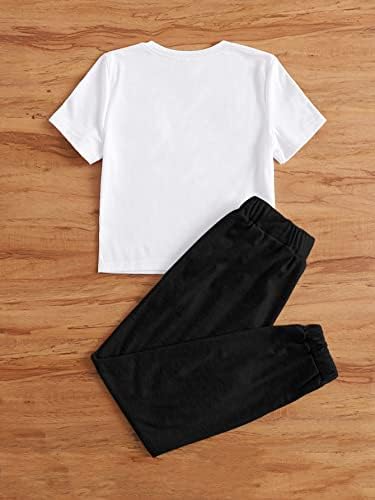 OYOANGLE Girls Summer Butterfly Tee Sweatpants Set