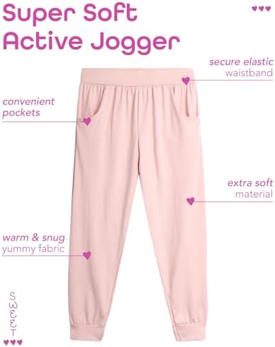 Sweet Hearts Girls Comfortable Performance Jogger Pants with Pockets