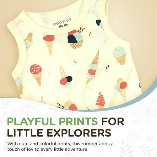 Babysoy Unisex Tank Romper for Little Ones Soft Playful Durable