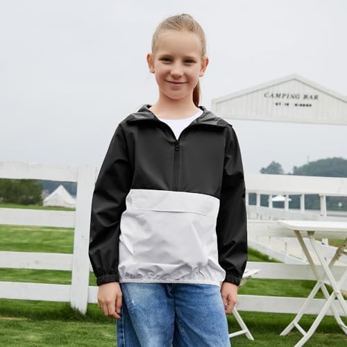 MODAFANS Lightweight Waterproof Packable Hooded Rain Jacket for Kids 4-13