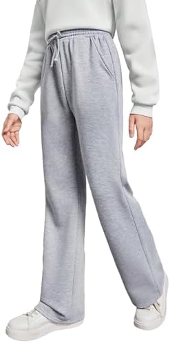 COZYASE Girls Flared Leg Sweatpants High Waist Casual Drawstring Jogger Sweatpants with Pocket