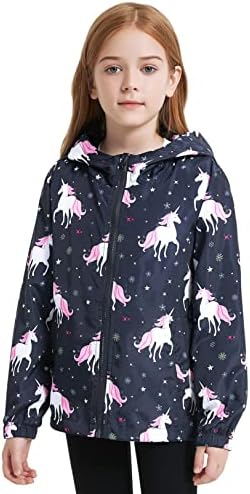Jxstar Girls Waterproof Rain Jacket - Stretchy Windbreakers with Hoodie