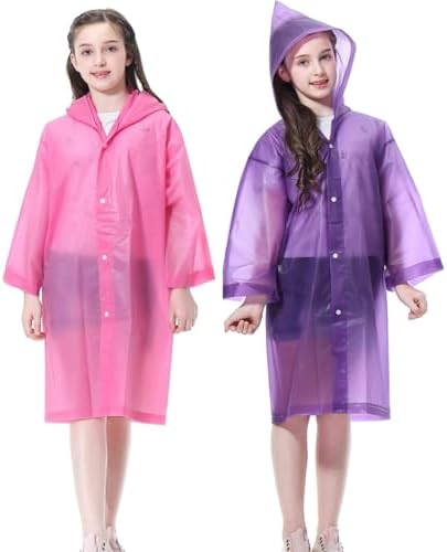 RUISHYY Kids Rain Poncho 2-Pack