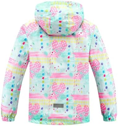 Girls Boys Rain Jacket Windproof Water Resistant Hoodie Lining
