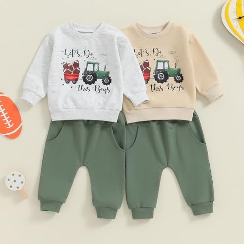 Tractor Letter Fall Winter Outfit for Baby Boys