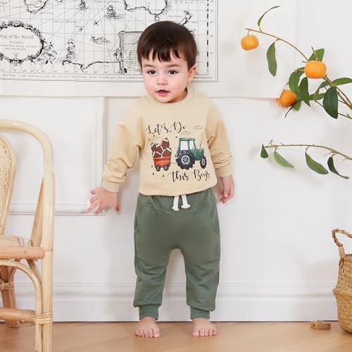 Tractor Letter Fall Winter Outfit for Baby Boys
