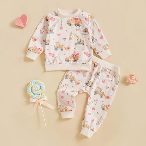infant clothing set valentine hearts truck print 2 piece