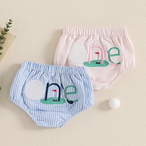 Infant Boy Girl Golf Shorts Hole in One Stripe Elastic Wasit Bloomers