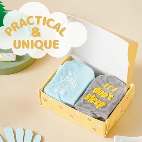 InnoBeta Baby Socks Set with Funny Quotes - 4 Pairs for Newborns