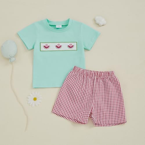 Engofs Boys Summer Shorts Sets - Trendy Toddler Outfit with Fruit Embroidery