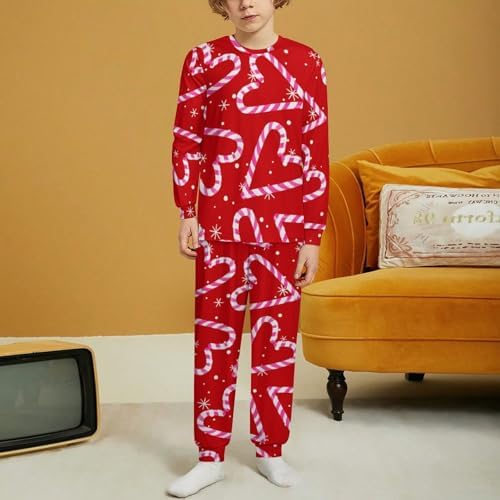 MEIKKO Candy Cane Thermal Underwear For Kids - Unisex Sleepwear
