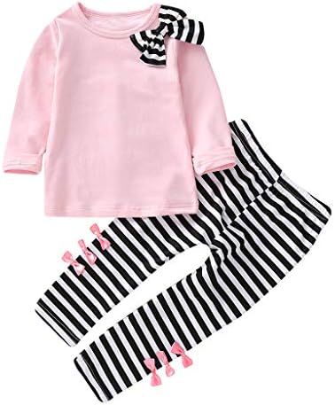 Stylish Stripe Elephant Bow Outfits for Toddler Girls