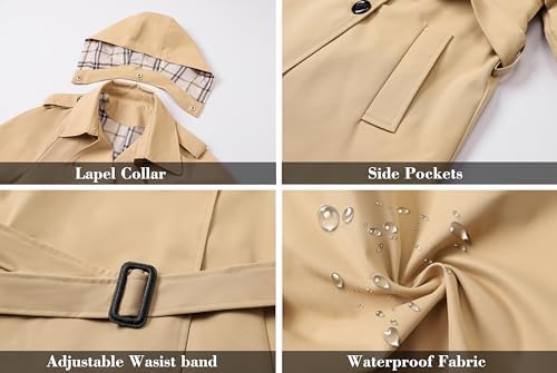 Betusline Waterproof Hooded Rain Jacket Women Perfect for the Rain
