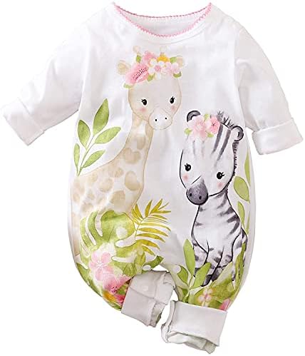 Cute Giraffe Zebra Floral Print Romper One-Piece for Baby