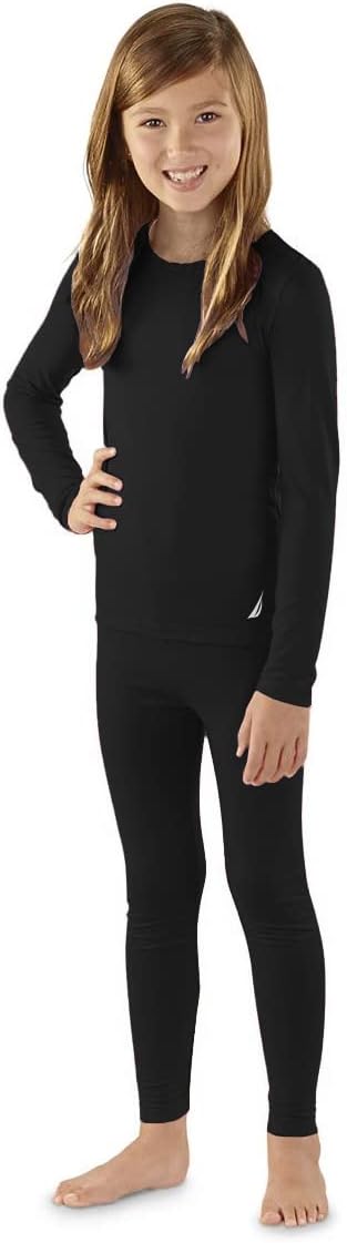 Nautica Girls Base Layer Top Bottom Long Johns Thermal Underwear Set