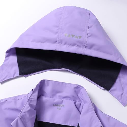 MGEYO Boys Girls Waterproof Fleece-Lined Rain Jacket