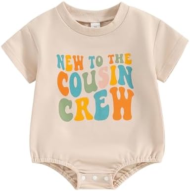 Newborn Baby Girl Boy Short Sleeve Romper with Cousin Design