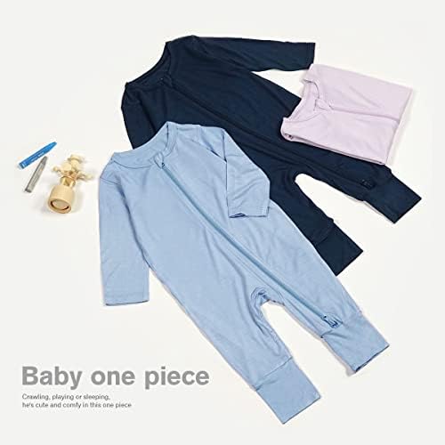 Teach Leanbh Baby Pajamas - Soft Breathable Bamboo-Fiber Rompers with 2-Way Zipper