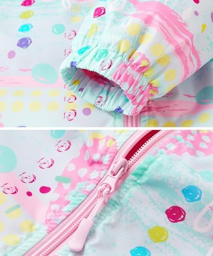 Girls Boys Rain Jacket Windproof Water Resistant Hoodie Lining