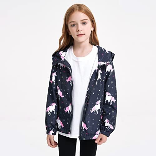 Jxstar Girls Waterproof Rain Jacket - Stretchy Windbreakers with Hoodie
