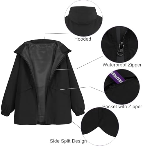 MODAFANS Boys Girls Rain Jacket Waterproof Liner Hoodie