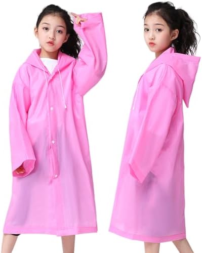 Aoyinfe Reusable Rain Poncho for Kids Durable Outdoor Jacket