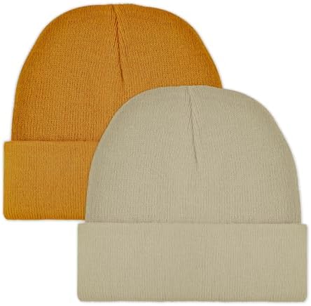2 Pack Toddler Beanies for Babies Dual-Layer Warmness Soft Stretchy Unisex