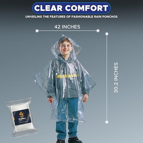 EcoNour Disposable Kids Rain Poncho