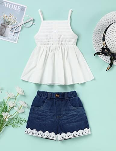 SEYOUAG Toddler Girl Camisole Jean Shorts Set for Summer