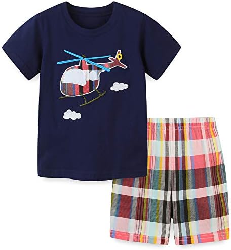 Toddler Boy Comfortable Short Set with Dinosaur Truck Design