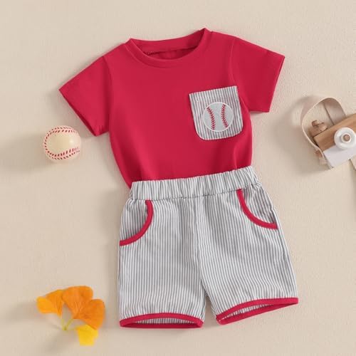 Girditemo Toddler Baseball 2-Piece Sets for Boys 3M-3T Summer Outfits