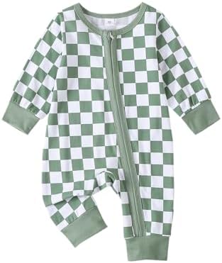 Newborn Boys Girls Checkered Romper