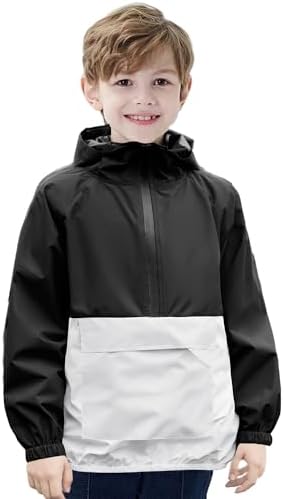 MODAFANS Lightweight Waterproof Packable Hooded Rain Jacket for Kids 4-13