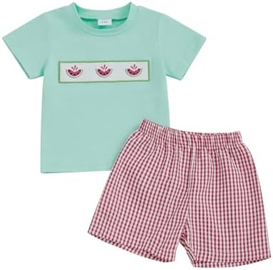 Engofs Boys Summer Shorts Sets - Trendy Toddler Outfit with Fruit Embroidery