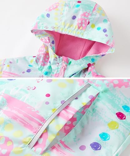 Girls Boys Rain Jacket Windproof Water Resistant Hoodie Lining